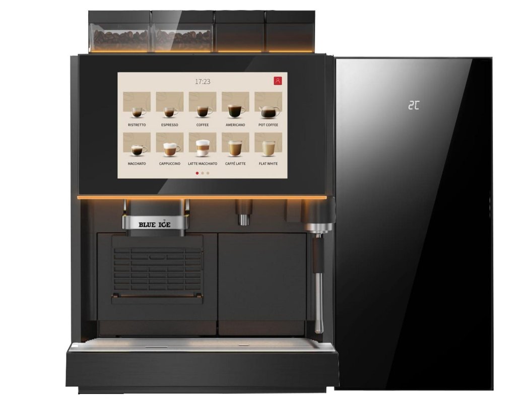 Blue Ice Azzurri Premium Pro Bean to Cup Coffee Machine + Fridge